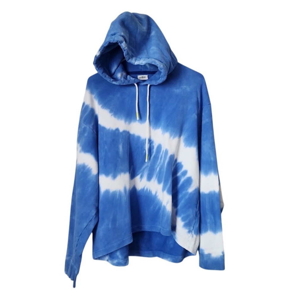 TORY BURCH SPORT blue tie dye French Terry hoodie athleisure size M
